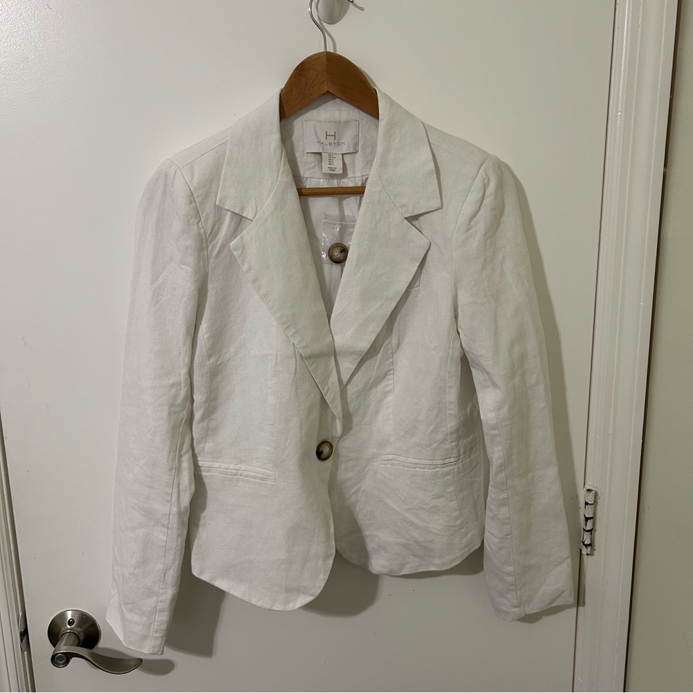 Halston | Women’s White Linen Blazer | Size Small NWOT